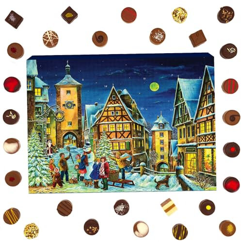 Hallingers Rothenburg - Adventskalender Pralinen Geschenk handmade ohne Alkohol aus Edelkakao Schokolade (Box) - Geschenk im Sommer & als perfektes Grillgeschenk | Glückwunsch Chanukka Freundschaft Ge
