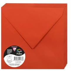 Clairefontaine 55733C 20 Umschläge Pollen 16,5x16,5cm120g Korallenrot
