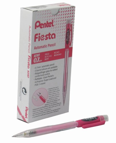Pentel Fiesta AX107 Druckbleistift, 0.7 mm, Härtegrad HB, rot (12 Stück)