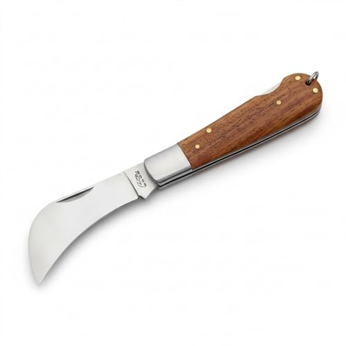 Rite Edge Hawkbill Pruning Knife – 4” Folding Garden Knife with Stainless Steel Blade, Lockback Mechanism, and Wooden Handle – Ideal for Grafting, Trimming, Landscaping, Budding, and Harvesting