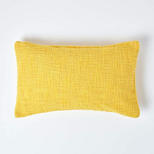 Homescapes Kissenhülle Nirvana Slub Sonnengelb – Deko-Kissenbezug 30x50 cm aus 100% Baumwolle, strukturierte Sofakissenhülle mit Reißverschluss, handgewebt, waschbar & Oeko-TEX-Zertifiziert