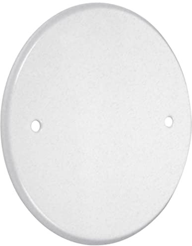 TayMac LPB3400 Flat Round Blank Plate Metallic 5 4-Inch. Box Mount, White Finish