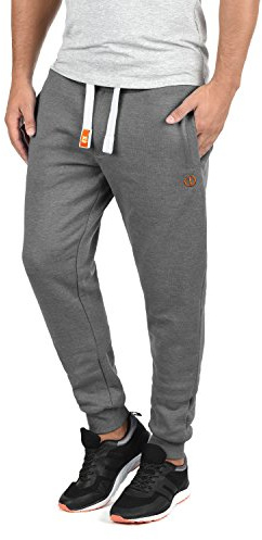 !Solid SDBenn Herren Sweatpants Jogginghose Sporthose mit Fleece-Innenseite Kordelzug Label-Details Baumwollmischung Regular fit, Größe:S, Farbe:Grey Melange (8236)