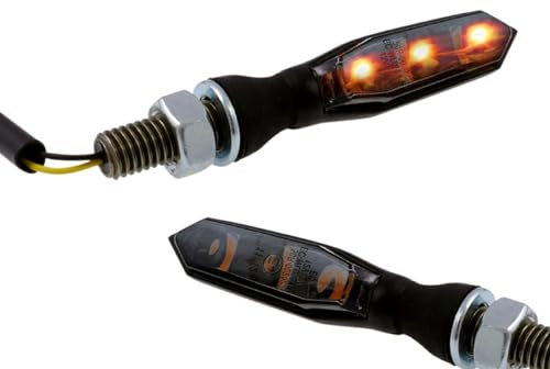 Blinker Paar Motorrad LED Highsider SONIC-X1, schwarzes Metall-Gehäuse, getönt