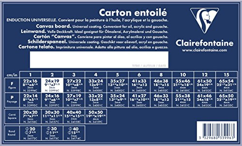 Clairefontaine 33996C Leinwand (3 mm, Hochformat, 24 x 29 cm, ideal für Nasstechniken, praktisch und einfach zu verwenden) weiß