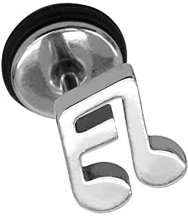 Soul-Cats Ohrstecker Ohrringe Fake Plugs Plug Noten Notenschlüssel Musik Silber schwarz, Modell: Modell 1