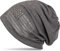 styleBREAKER Beanie Mütze USA Flaggen Design mit Strass-Applikationen, Unisex, Jersey leicht Übergang Frühling Herbst, Farbe:Dunkelgrau meliert