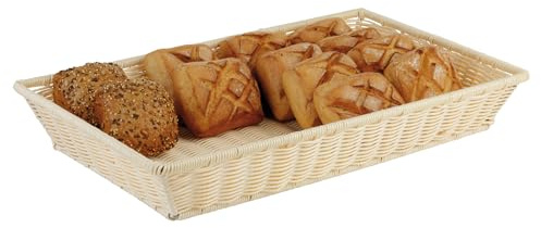 APS 40148 Korb, GN 1/1, 53 x 32,5 cm, Höhe 8 cm, mit Edelstahldraht im Rand, Polypropylen, beige