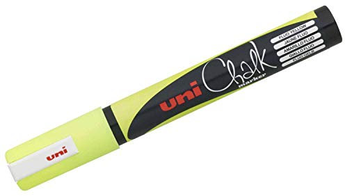 uni-ball 186207 - Fenster- & Kreidemarker UNI CHALK PWE-5M, 1,8 - 2,5 mm, Rundspitze, fluoreszierend gelb
