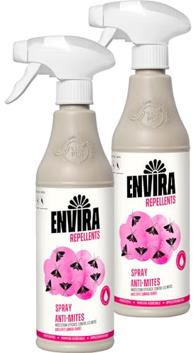 Envira Spray Anti-Mites - Anti-Mites à Action Longue Durée - anti mites alimentaires - sans Odeur & A Base d'eau - 2 x 500 ML