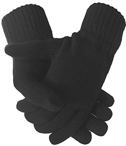 Ladies Super Soft Warm Fine Knit Thermal Winter FINGERLESS Gloves (Black)