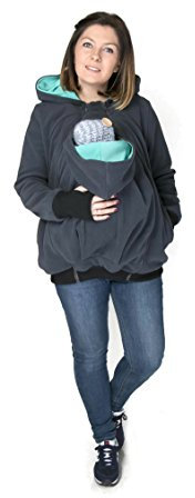 fun2bemum Tragejacke mit Rückentragefunktion Fleece NP03 GRAPHITE/TEAL (2XL/3XL EU44/46)