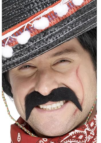 Mexican Bandit Tash, Black, Self-Adhesive