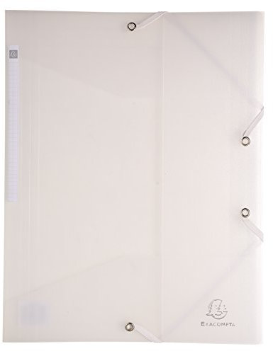 Exacompta 55889E Packung (mit 10 Sammelmappen Chromaline, mit 3 klappen und Gummizug, aus PP 500µ, DIN A4, 21 x 29,7 cm) 1 Pack weiß
