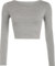 Womens Crop Long Sleeve T Shirt Ladies Short Plain Round Neck Top - Light Grey - 12/14
