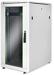 DIGITUS Netzwerkschrank - 19-Zoll Rack 22HE - 60x60 cm - Unique Serie - Traglast 800 kg - Nutztiefe 543 mm - Grau