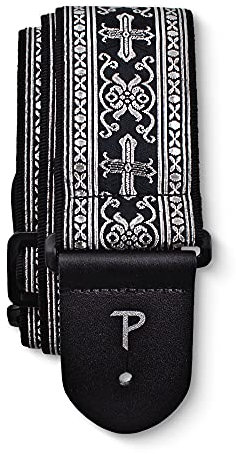 Perri's Leathers Ltd. - Gitarrengurt - Nylon - Jacquard - Metallic Silber - Einstellbar - Für Akustik-/Bass-/Elektrogitarren - Hergestellt in Kanada (TWS-6548)
