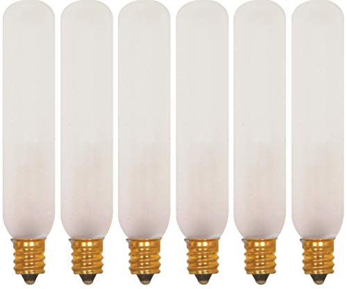 (6 Pack) Satco S3315 15W 120V T6 Frost E12 Candelabra Base Incandescent Light Bulb