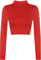WearAll New Womens Turtle Neck Crop Ladies Long Sleeve Plain Polo Short Stretch Top - Red - 12/14