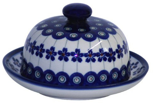Original Bunzlauer Käseglocke S/Butterglocke für Rollbutter Ø 14,0 cm im Dekor 166a