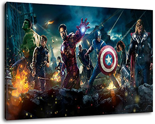 Marvel Helden Format 60x40 cm Bild auf Leinwand, XXL riesige Bilder fertig gerahmt mit Keilrahmen, Kunstdruck auf Wandbild mit Rahmen