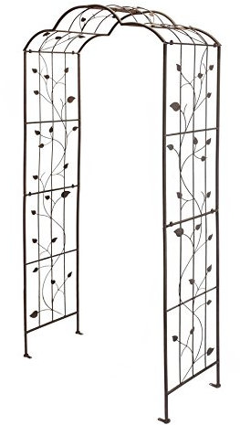 Dekoleidenschaft Rosenbogen Provencal aus Metall, stabil, Rankbogen in Rost-Optik, 116 x 223 cm groß, Torbogen wetterfest, Rosengitter, Rankgitter, Rankhilfe, Metallbogen, Gartenbogen