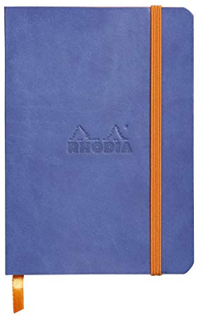 RHODIA 117358C - Saphir Soft Notebook - A6 - Dot Dot - 144 pages - Ivory Clairefontaine Paper 90 g/m - Bookmark, Elastic Closure - Faux Leather Cover - Rhodiarama Collection