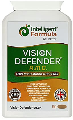 AREDS2 VISION DEFENDER AMD Augenzusatz: Lutein, Zeaxanthin, Zink, Vitamin E - AREDS 2 Augenvitamine, Mineralien, Nährstoffe für die Augen. 3-Monats-Vorrat (90 Tabletten) Veganer Augenzusatz
