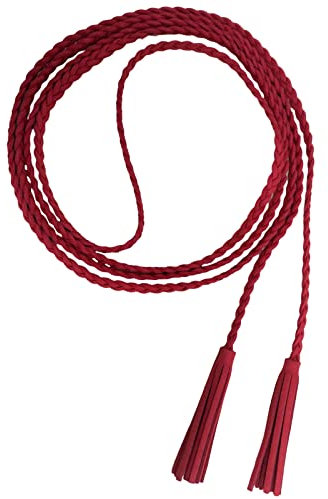 Nanxson Damen Taillengürtel Gewebte Quasten Kettengürtel Leder Dünner Gürtel für Kleid PDW0042 (rot)