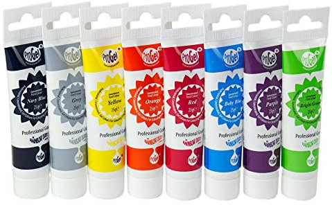 AOS Set | Rainbow Dust Lebensmittelfarbe Pro-Gel 8er Set | 8 intensive Farben a 25g | hochkonzentrierte Gel-Farbe | Tortendeko Backzubehör