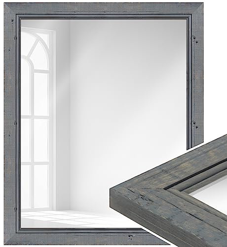 WANDStyle Spiegel 67x87 cm im Vintage-Stil aus Holz, Grauer Wandspiegel, Garderobenspiegel oder Ganzkörperspiegel, Made in Germany - H660