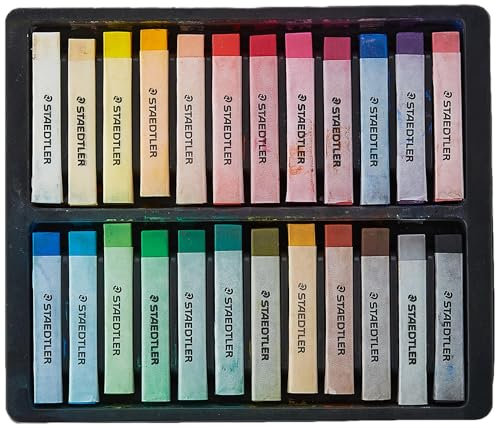STAEDTLER Softpastellkreiden, hoher Grad an Lichtbeständigkeit, weicher Abstrich, leicht verwischbar, Kartonetui mit 24 brillanten Farben, 2430 C24