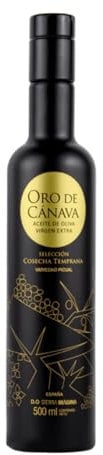 Oro de Cánava, Aceite de Oliva Virgen Extra Premium de Jaén, Denominación de Origen Sierra Mágina, Variedad Picual, Cosecha Temprana, Botella Cristal 500 ml con Estuche, Ideal para Regalo