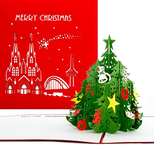 Pop-Up Karte Tannenbaum | Köln - Merry Christmas 3D Christmas Card from Cologne - Pop Up Card as Souvenir, Gift & Invitation
