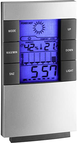 TFA Dostmann 35-1087 Digitale Wetterstation, Innentemperaturm, Luftfeuchtigkeit, Komfortzonen, Temperaturdiagram, Uhrzeit, (L) 80 x (B) 20 (39) x (H) 135 (141) mm