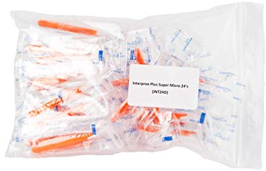 Interprox Plus 0.7mm Super Micro Interdental Brushes Orange (Pack of 24) | 0.7mm Super Micro, Angled Brush Head, Orange, 24 Brushes, Interdental Brushes