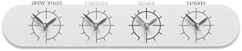 CalleaDesign - Wanduhr Singapur mit Zeitzonen, Farbe: weiß