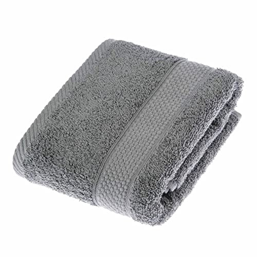 HOMESCAPES Charcoal Grey Turkish Cotton Hand Towel Super Soft Thick & Absorbent 500 GSM Towel Heavy Weight for everyday Luxury