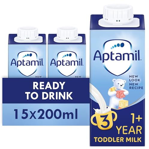 Aptamil 3 Toddler Ready to drink Milk, for Toddlers 1-2 Years, 15 x 200ml | No Preparation Required, Immune Support, GOS/FOS, Iron, Vitamin D and Vitamins A & C, and Essential Toddler Vitamins