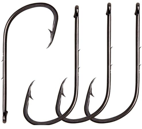 Baitholder Fishing Hooks Long Shank Beak Bait Holder Hooks Black Offset Jig Fishing Hooks with 2 Barbs,Size:4#-6/0 (6/0-50PCS)