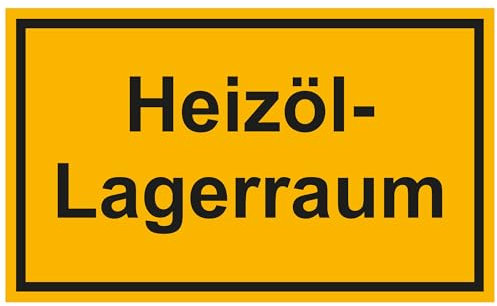 Indigos UG Aufkleber Heizöl-Lagerraum - 25x15 cm - selbstklebender Sicherheits Aufkleber für Tür oder Wand - Warnschild für Gebäude, Hotel, Büro, Firma, Haus, Praxis