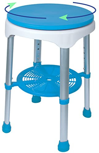Carex Einfach drehbarer Badehocker und Badewannenhocker – Duschhocker, verstellbarer drehbarer Badesitz und Duschstuhl für ältere Menschen mit Ablagetablett, Duschhocker für Senioren