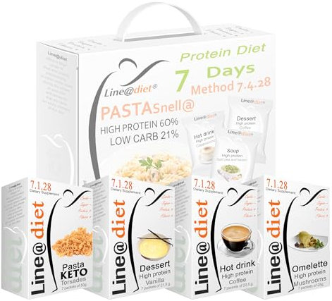Alimenti Proteici in BAG COMPLETO con PASTA | Opzione B = 21 preparati PROTEICI senza Carboidrati e senza Zuccheri + 7 confezioni da 50 grammi di FUSILLI KETO
