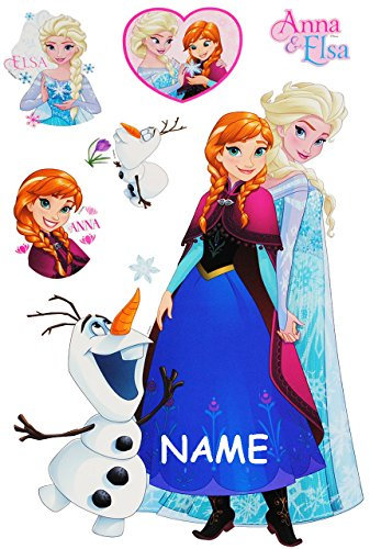 alles-meine.de GmbH 6 TLG. Set - Fensterbilder - die Eiskönigin - Frozen - incl. Name - Sticker Fenstersticker Aufkleber - selbstklebend + wiederverwendbar - Fensterbild - z...