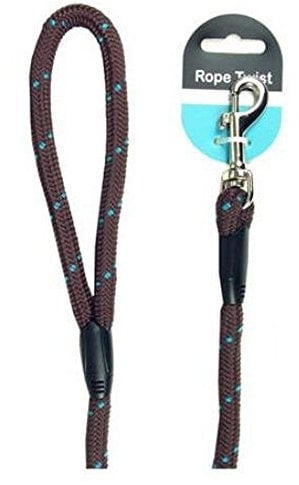 Rosewood Rope Twist Lead, 64-inch, Brown/ Teal