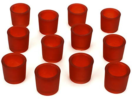 NoNa 12er Set 6 cm Teelichtglas Glas Farbe Rot Kerzenglas Windlicht Kerzengläser