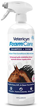 Vetericyn FoamCare Horse Shampoo - Equine Instant Foam Sprayable Shampoo with Aloe to Promote Healthy Skin and Coat, Paraben Free, Cleans, Moisturizes, and Conditions Horse's Coat. 32 fl. oz.