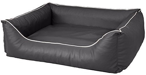 CopcoPet Hundebett Rocco Orthopädisch Grau 90 x 70 cm – Wendebett aus pflegeleichtem Kunstleder – Waschbar, bequem & gelenkschonend – Mit erhöhtem Rand – Für mittelgroße Hunde, formstabil