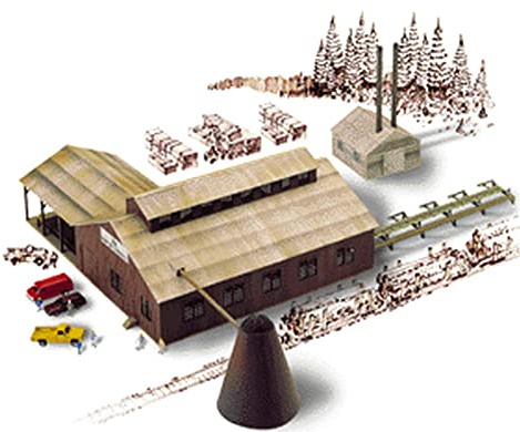Walthers 933-3236 Cornerstone HO Model N Co 1:160, 174 Brown Scale Mountain Lumber Chevron Sawmill