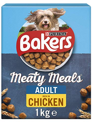 Bakers Meaty Meals Adult Dry Dog Food Chicken 1kg (Pack of 4)